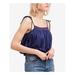 FREE PEOPLE Womens Navy Embroidered Cami Sleeveless Square Neck Top Size S