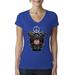 Freedom Rock Guitar Peace Eagle Womens Americana / American Pride Slim Fit Junior V-Neck Tee, Royal, X-Large