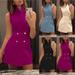 Pudcoco Women Collar Blazer Double Short Bodycon Breasted Sleeveless Work Formal Dress