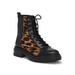 Vince Camuto Bestenda3 Leather Lace-Up Combat Boot BLACK Leopard (7, BLACK/NATURA)