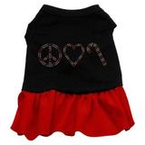 Peace Love Candy Cane Rhinestone Dress Black with Red XL (16)