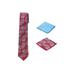 Men's Woven Paisley Regular Length Neck Tie with 2 Handkerchief Pocket Squares Hanky Set - Red Light Blue