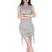 Listenwind Drawstring Bodycon Mini Party Dress Solid Color Sheath Ruched Side Lace Up Tank Dress Streetwear for Women