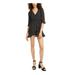 Q+A Los Angeles Womens Black Polka Dot 3/4 Sleeve V Neck Mini Wrap Dress Dress Size XS