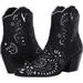 Betsey Johnson Mozart Mid-Calf Western Boot Black Leather Cowboy Booties (9.5, BLACK)