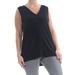 NINE WEST Womens Black Darted Heather Sleeveless V Neck Hi-Lo Top Size L