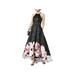 Xscape Womens Floral Print Halter Formal Dress Black 6