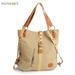 BadPiggies Canvas Handbag Tote Shoulder Bag for Women Casual School Purse Hobo Bag Rucksack Convertible Backpack (Khaki)