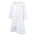 Vintage Women Loose Plaid Dress Long Blouse Irregular Hem 3/4 Sleeves O-Neck Casual Mini Dresses White