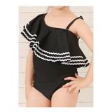 Kids Girls One Shoulder Adjustable Strap One Piece Swimwear