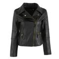 Women Leather Motorcycle Zipper collar Punk Coat Biker Jacket Outwear