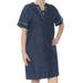 RALPH LAUREN Womens Navy Embroidered Short Sleeve Tie Neck Knee Length Shift Dress Size 6