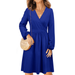 NHT&WT Women's V Neck Long Puff Sleeve Casual Swing Midi Dress with Pocket