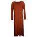 G.I.L.I. Women's Dress Sz M Knit Long Sleeve Scoop Neck Maxi Orange A302135