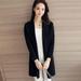 Women's Coat Korean Style Loose Casual Solid Color Knit Cardigan Fashion Trend Long-sleeved Coat Black 2XL