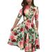 Emmababy Women's Floral Print Bodycon Dress Half Sleeve Front Zipper Swing Maxi Dress