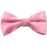 Jacob Alexander Men's Pre-Tied Solid Color Tonal Stripe Clip-On Bow Tie - Pink