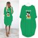 Women's Casual Long Sleeve Dresses Mickey Mouse Printed Round Neck Dress