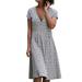 Niuer Summer Bohemian Floral Sundress For Women Casual V Neck Short Sleeve Dress A-Line Swing Midi Sundress