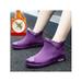 LUXUR Fashion Rain Wear Shoes Slip On Soft Sock Black Beige Violet Purple PVC Women's Rain Boots, US Size 6-8 Booties