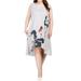 ZANZEA Women Retro Ink Floral Print O-Neck Sleeveless Asymmetrical Casual Dress