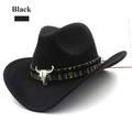 New Ethnic Style Western Cowboy Hat Women's Wool Hat Jazz Hat Western Cowboy Hat Black