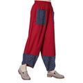 Avamo Womens Casual Palazzo Pants Loose Elastic Waist Cotton-Linen Trouser Polka Dot Patchwork Wide Leg Pants Red Dot Print 3XL(US 16-18)