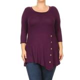 Women's Trendy Style Plus Size 3/4 Sleeves Solid Top