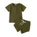 Toddler Boy Girl Knit Tees T-Shirts Tops+Drawstring Shorts Pants Baby Summer Clothes 2PCS Outfits Set