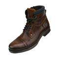 Asher Green Men's Genuine Leather Lace-Up Motorcycle Work Boots -Tan