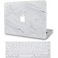 LuvCase 2 in 1 Laptop Case for Old Mac Pro 13" (CD Drive, 2008-2012) A1278 Rubberized Plastic Hard Shell Cover & Keyboard Cover (Silk White Marble)