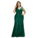 Ever-Pretty Women's Lace Embroidered Bodycon Plus Size Wedding Party Maxi Dress 78862 Green US22