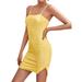 Women Casual Summer Outfit Y2K Sleeveless Plaid Slip Dress One-piece Spaghetti Strap Skirt