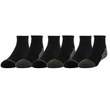 Gold Toe Boys' Ultra Tec Athletic Quarter Socks, 6-Pair, black/grey, Medium