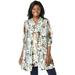 Jessica London Women's Plus Size Georgette Button Front Tunic Sheer Long Shirt