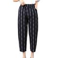 Lumento Womens Fashion Plaid Pants Elastic Waist Ankle Length Loose Bottoms Trousers Pockets Gray 3XL