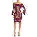 JUMP Womens Burgundy Glitter Bell Sleeve Off Shoulder Above The Knee Sheath Cocktail Dress Size XL