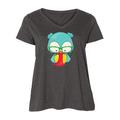 Inktastic Hipster Owl, Owl With Glasses, Scarf, Blue Owl Adult Women's Plus Size V-Neck Female