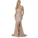 Amelia Couture Womens Rose Gold Corset Back Sequin Wrap Maxi Dress