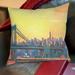 Winston Porter Blue Manhattan Skyline w/ Bridge & Vanilla Sky 2 Throw Pillow Polyester/Polyfill/Cotton | 16 H x 16 W x 2 D in | Wayfair