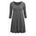 Made by Johnny MBJ WDR930 Womens Round Neck 3/4 Sleeves Trapeze Dress With Pockets S Heather_Charcoal