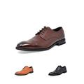 Bruno Marc Mens Genuine Leather Oxfords Shoes For Men Slip-on Formal Business Dress Oxford Shoes WASHINGTON-2 DARK/BROWN Size 7.5