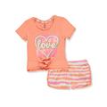 One Step Up Girls' 2-Piece Hearts Shorts Set Outfit (Little Girls)