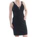 GUESS Womens Black Darted Sleeveless V Neck Above The Knee Sheath Evening Dress Size 6