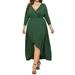 Avamo Womens Plus Size V Neck Maxi Dress Long Casual Sexy Wrap Dress Empire Waist Party Ball Gowns Beach Cover up