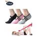Spencer Pack of 3 Non-Slip Yoga Sock for Women, Anti-Skid Pilates Barre Socks with Grips & Straps for Ballet, Dance, Barefoot Workout, Fitness