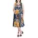 24seven Comfort Apparel Women's Plus Size Paisley Sleeveless V Neck Pocket Midi Dress