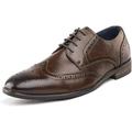 Bruno Marc Mens Business Oxford Shoes Leather Formal Dress Lace Up Comfort Wing Tip Shoes HUTCHINGSON_3 BROWN Size 6.5