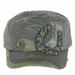 SILVERFEVER Women's Military Cadet Cap Hat - Patch Cotton - Studded & Embroidered (Grey, Horseshoe Suede)