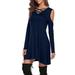 Women's Fashion Cross Neck Off Shoulder Long Sleeve Swing Tunic Dress Casual Solid Color Sexy Plus Size Dresses